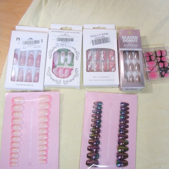 PRESS ON NAIL KITS, SEE PICS FOR TYPES, PRICE IS EACH BUNDLE & SAVE - Picture 1 of 6